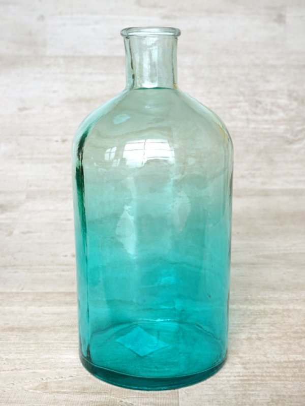 Valencia Recycle Glass Doce Skyインテリア ガラス ボトルl グラデーション フラワーアレンジメント 花器 花瓶 Blue スペイン製 アンティーク 100 リサイクルガラス Nature Ave