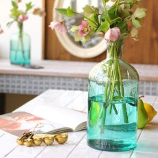 画像1: 【VALENCIA RECYCLE GLASS 】DOCE SKYインテリア　ガラス　ボトルL　グラデーション フラワーアレンジメント 花器 花瓶 BLUE スペイン製 アンティーク 100％リサイクルガラス (1)