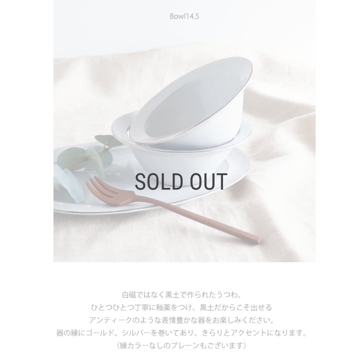 画像3: 【Saveur】サヴールN　ボウル14.5　ゴールド　シルバー　ライン 　金巻き　φ14.5 (3)