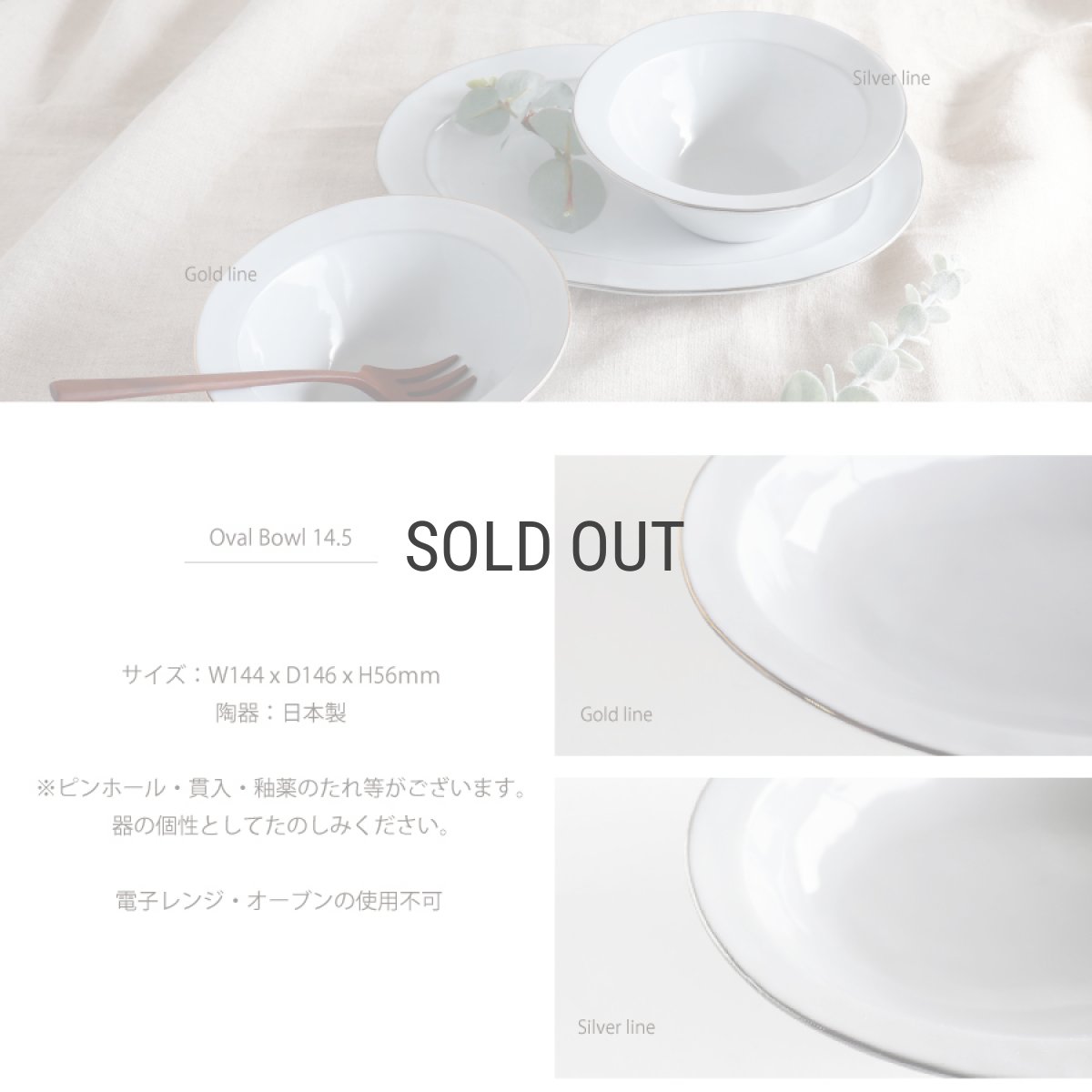 画像4: 【Saveur】サヴールN　ボウル14.5　ゴールド　シルバー　ライン 　金巻き　φ14.5 (4)