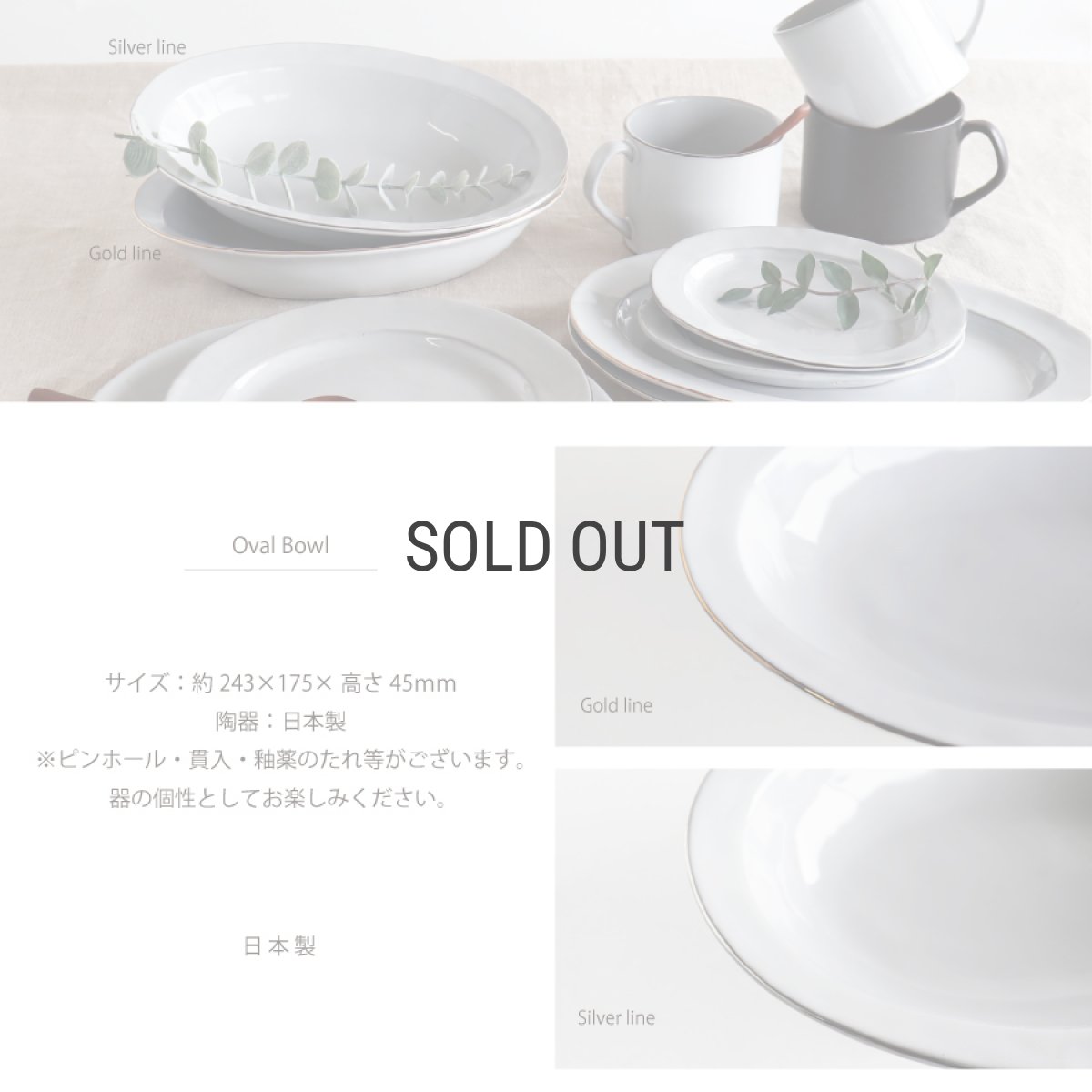 画像4: 【Saveur】サヴールN　オーバルボウル24　ゴールド　シルバー　ライン　金巻き　日本製　サブール (4)