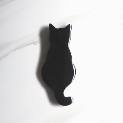 画像1: 【Pearl Collection】黒水牛　猫　箸置き　M　インテリア　オーナメント　ねこ　ネコ　黒猫