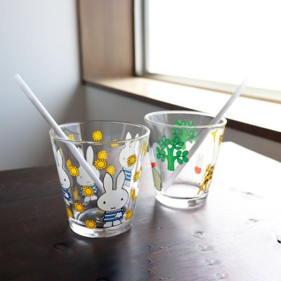 画像1: 【miffy】ミッフィー　グラス　タンブラー 250ml 　ガラス　コップ　サンフラワー　サファリ　Sunflower Safari　ディックブルーナ