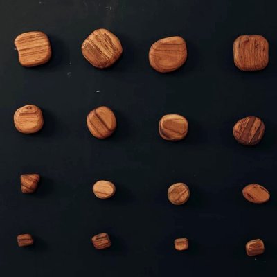 画像2: 【TEAK WOOD】マグネット 石ころ SS　5個セット　磁石/チーク材/木製/ウッド/天然木/かわいい/おしゃれ/石/木