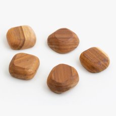 画像1: 【TEAK WOOD】マグネット 石ころ M　5個セット　磁石/チーク材/木製/ウッド/天然木/かわいい/おしゃれ/石/木 (1)