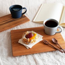 画像1: 【TEAK WOOD】プレート　レクタングル　L　30ｃｍ カップホルダー有　チーク 木製 天然木  (1)