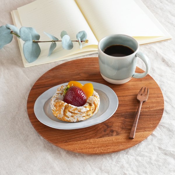 TEAK WOOD】Plate プレート ラウンド L 27cm カップホルダー無し 丸