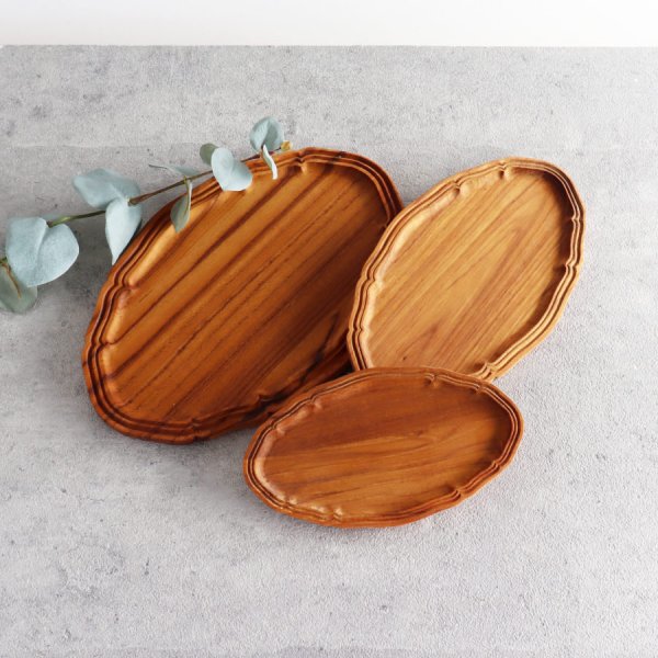 TEAK WOOD】オーバルプレート S 18.3cm チーク 木製 ウッドプレート