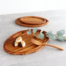 画像1: 【TEAK WOOD】オーバルプレート　L　28ｃｍ　チーク (1)