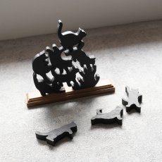 画像11: 【TEAK WOOD】Cat stack tower キャットスタックタワー 10pcs set Natural Black 木製 オブジェ 積み木 猫 (11)