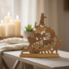 画像8: 【TEAK WOOD】Cat stack tower キャットスタックタワー 10pcs set Natural Black 木製 オブジェ 積み木 猫 (8)