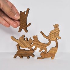 画像6: 【TEAK WOOD】Cat Stack Tower キャットスタックタワー 20pcs set Natural Black 木製 オブジェ 積み木 猫 (6)
