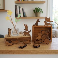 画像9: 【TEAK WOOD】Cat Stack Tower キャットスタックタワー 20pcs set Natural Black 木製 オブジェ 積み木 猫 (9)