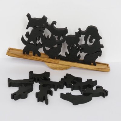 画像3: 【TEAK WOOD】Cat Stack Tower キャットスタックタワー 20pcs set Natural Black 木製 オブジェ 積み木 猫