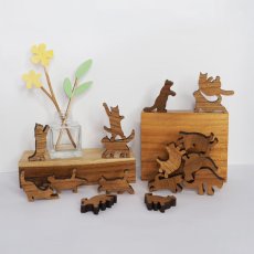 画像10: 【TEAK WOOD】Cat Stack Tower キャットスタックタワー 20pcs set Natural Black 木製 オブジェ 積み木 猫 (10)