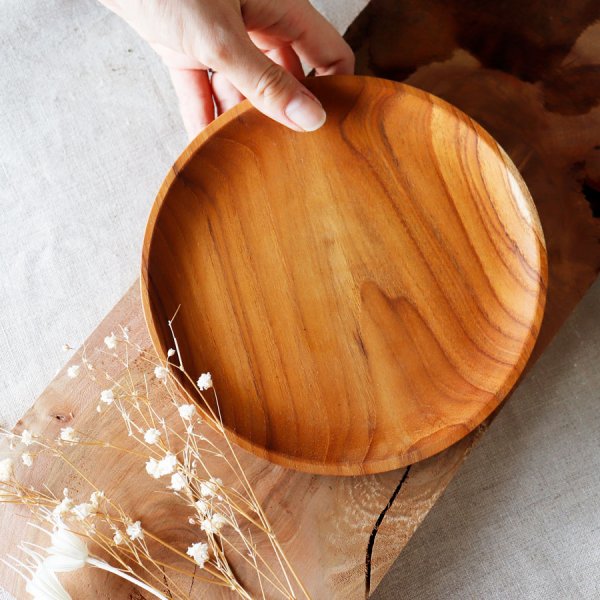 TEAK WOOD】チークトレイ Teak tray φ16.5cm チーク 木製 ウッド