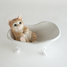 画像8: 【TYS】Cat in a bath 　キャット イン ア バス　猫バスタブ　オブジェ　レジン　19x12cm 　インテリア (8)