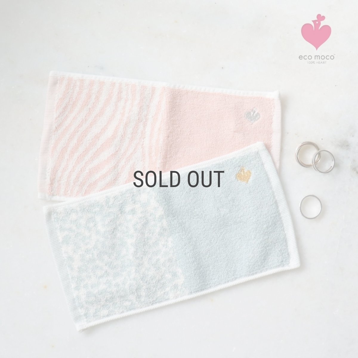 画像1: 【eco moco】ハーフタオルハンカチ　100％HEART 　ゼブラ 　レオパード　くすみカラー (1)