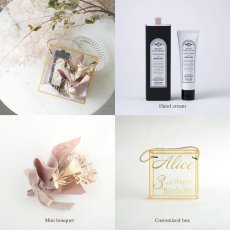 画像4: 【Gift】ミニブーケボックス　Mini Bouquet Box　BALLONギフトセット　名入れギフト (名入れボックス・ミニブーケ・ハンド用美容液クリーム）　バロン (4)