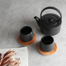 画像18: 【SALIU】縁 EN　600ギフトセット 5点セット　（土瓶急須 600ml、湯呑み2個、山桜茶敷２枚）  日本製  美濃焼　 ( 白・黒・灰 ) (18)