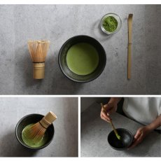 画像8: 【SALIU】抹茶彼是　正庵窯　京型抹茶碗　粉引き　黒流し　美濃焼　日本製　SALIU craft Japan　 (8)