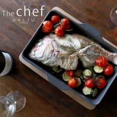 画像9: 【SALIU】The chef　ザシェフ 　ベイクパンL（蓋付き）耐熱陶器　耐熱性能400℃  クッキングプレート　簡単料理　魚焼きグリル　オーブン　レンジ　トースター　 (9)