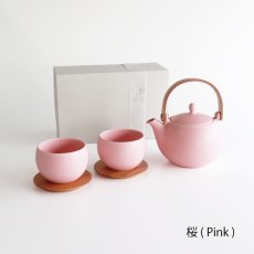 画像4: 【SALIU】結 YUI 土瓶　急須　600ml　5点Set　湯呑み　茶敷　茶托　ソーサー　桜　墨　白　陶器/磁器/白磁/美濃焼/急須/日本製/ティーポット/ギフト (4)