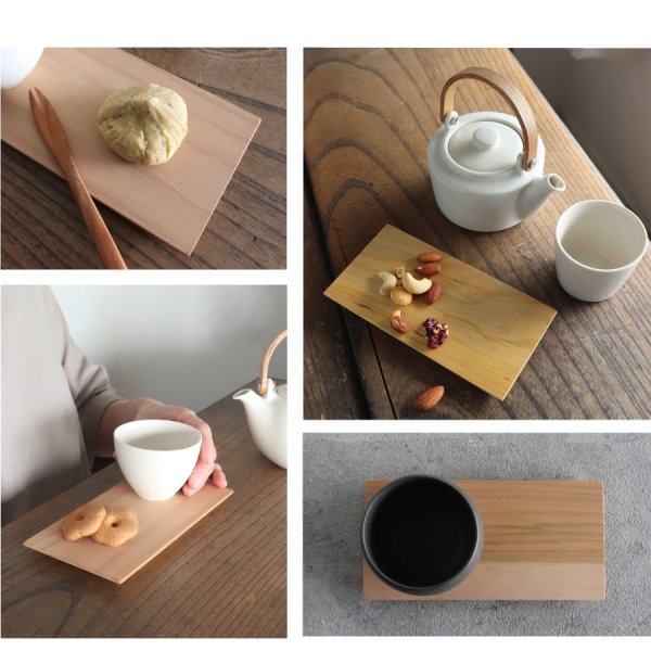 SALIU】 YAMASAKURA 山桜 茶敷 長角 木製 プレート 日本製 菓子器 菓子
