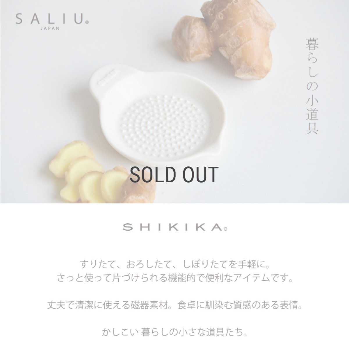画像2: 【SHIKIKA】しょうがおろし 暮らしの小道具  グレイター　 擦りおろし 薬味 生姜 磁器 美濃焼  SALIU (2)