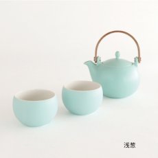 画像12: 【SALIU】結 YUI 土瓶 急須 330ml 湯呑み（カップ小　掛け分け） 3点 Set　ギフト　美濃焼 　灰　浅葱　桜 (12)