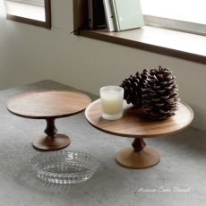 画像1: 【shesay】アカシアウッド　ケーキスタンド 　木製　高台　スタンドトレイ　( S φ 17cm / L φ21cm ) (1)