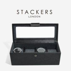 画像1: 【STACKERS】メンズ　腕時計 ボックス ４個 時計  収納ボックス　ブラック スタッカーズ ジュエリーケース  イギリス ロンドン (1)