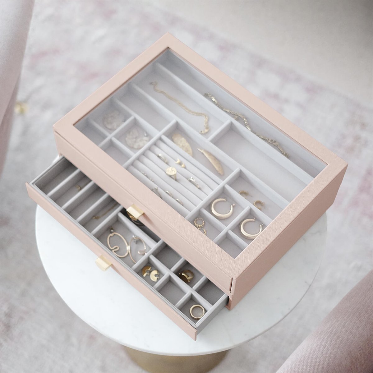 画像5: 【STACKERS】スーパーサイズ　ドロワー　グラス　リッド Glass Lid　ジュエリーケース  ブラッシュピンク Blush Pink スタッカーズ (5)