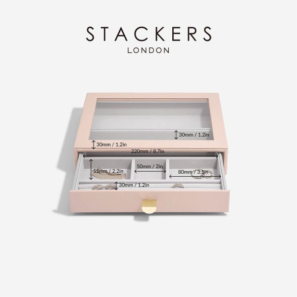 STACKERS】クラシック ドロワー ジュエリーケース Lid 天窓 ブラッシュ