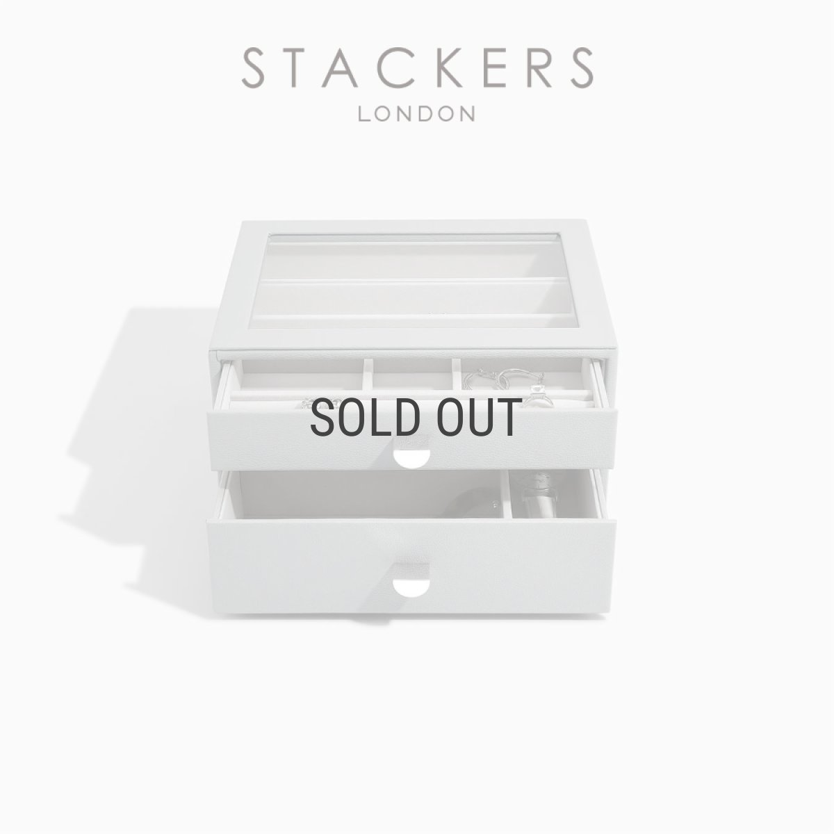 画像1: 【STACKERS】クラシック ドロワージュエリーボックス 選べる2個セット ペブルグレー PebbleGray 引き出し ガラス スタッカーズ ロンドン イギリス (1)