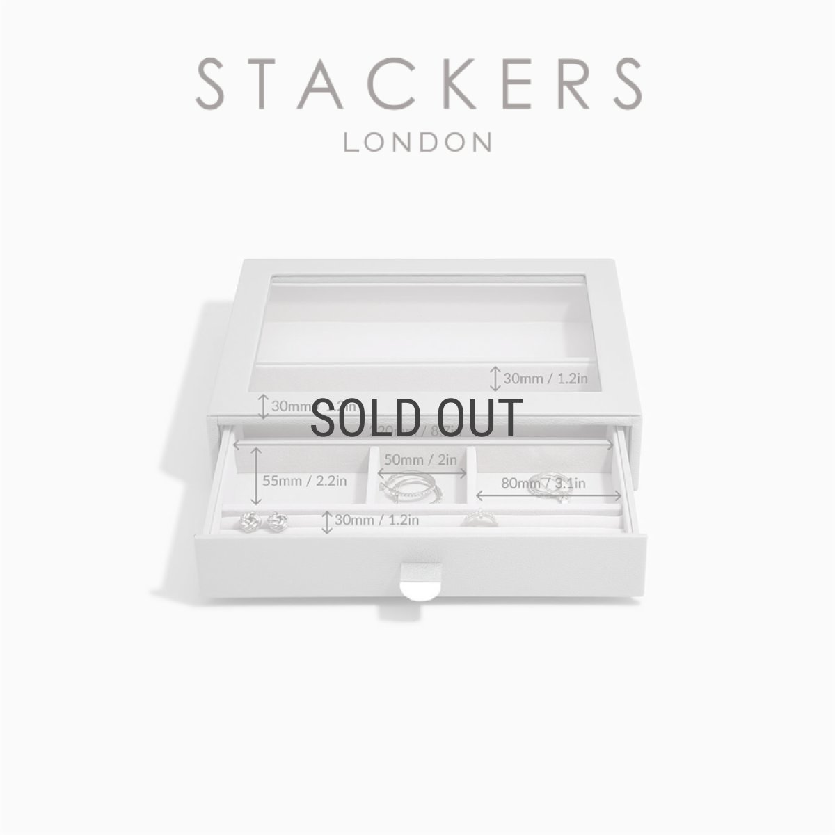 画像3: 【STACKERS】クラシック　ドロワー ジュエリーケース  リッド　Lid  ペブル　グレー　Grey　天窓　引き出し　スタッカーズ (3)