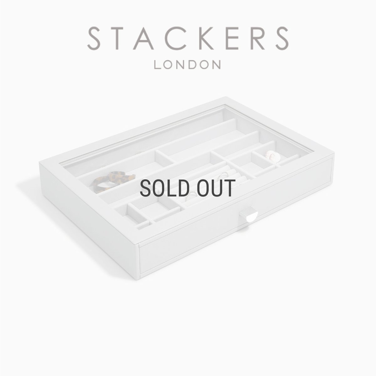画像2: 【STACKERS】スーパーサイズ　ドロワー　グラス　リッド Glass Lid　ジュエリーケース  ペブルグレー Pebble Grey スタッカーズ (2)