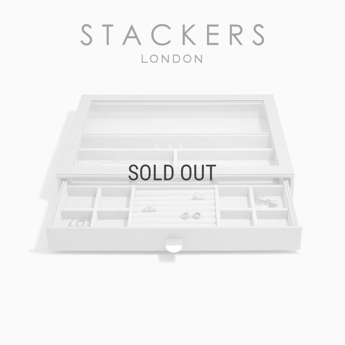 画像1: 【STACKERS】スーパーサイズ　ドロワー　グラス　リッド Glass Lid　ジュエリーケース  ペブルグレー Pebble Grey スタッカーズ (1)