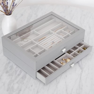 画像2: 【STACKERS】スーパーサイズ　ドロワー　グラス　リッド Glass Lid　ジュエリーケース  ペブルグレー Pebble Grey スタッカーズ