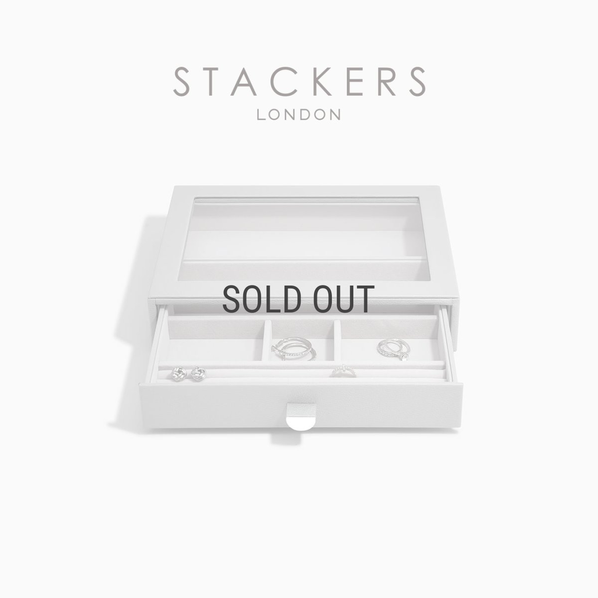 画像1: 【STACKERS】クラシック　ドロワー ジュエリーケース  リッド　Lid  ペブル　グレー　Grey　天窓　引き出し　スタッカーズ (1)