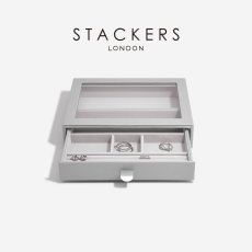 画像1: 【STACKERS】クラシック　ドロワー ジュエリーケース  リッド　Lid  ペブル　グレー　Grey　天窓　引き出し　スタッカーズ (1)