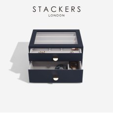 画像1: 【STACKERS】クラシック ドロワージュエリーボックス 選べる2個セット ネイビーペブル　Navy Pebble 引き出し ガラス スタッカーズ ロンドン イギリス (1)