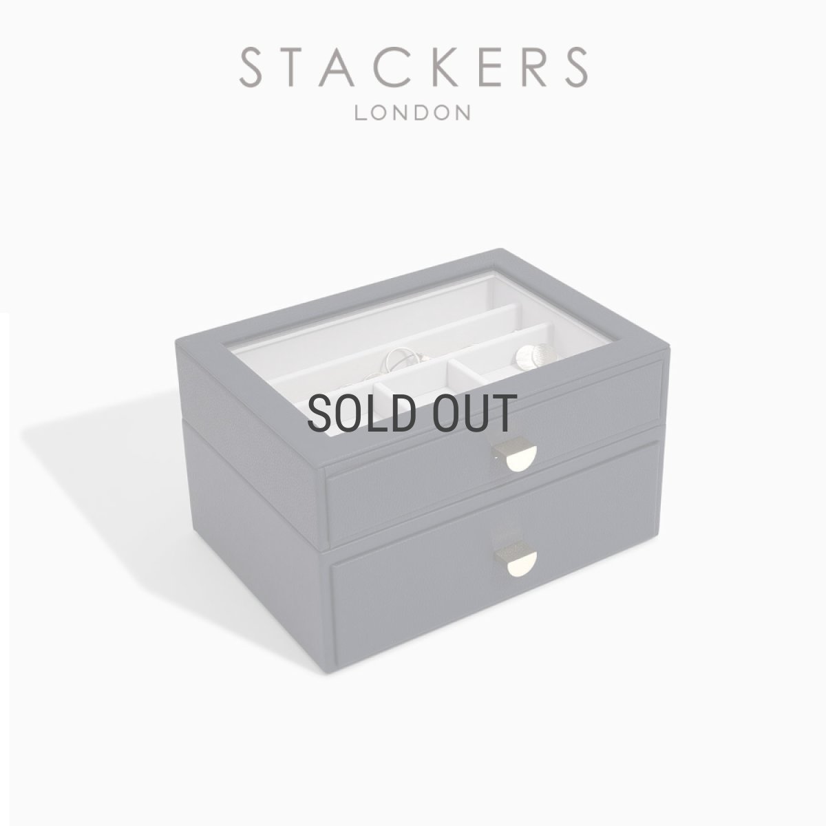 画像2: 【STACKERS】クラシック ドロワージュエリーボックス 選べる2個セット ネイビーペブル　Navy Pebble 引き出し ガラス スタッカーズ ロンドン イギリス (2)