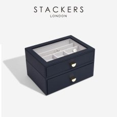 画像2: 【STACKERS】クラシック ドロワージュエリーボックス 選べる2個セット ネイビーペブル　Navy Pebble 引き出し ガラス スタッカーズ ロンドン イギリス (2)