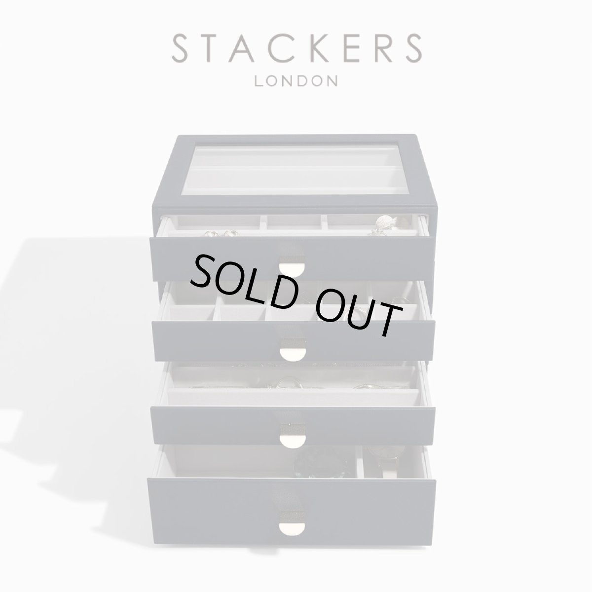 画像1: 【STACKERS】クラシック ドロワージュエリーボックス 選べる4個セット ネイビーペブル　Navy Pebble 引き出し ガラス スタッカーズ ロンドン イギリス (1)