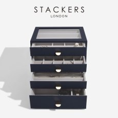 画像1: 【STACKERS】クラシック ドロワージュエリーボックス 選べる4個セット ネイビーペブル　Navy Pebble 引き出し ガラス スタッカーズ ロンドン イギリス (1)