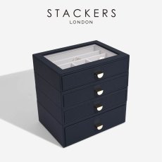 画像2: 【STACKERS】クラシック ドロワージュエリーボックス 選べる4個セット ネイビーペブル　Navy Pebble 引き出し ガラス スタッカーズ ロンドン イギリス (2)