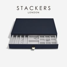 画像1: 【STACKERS】スーパーサイズ　ドロワー　オールインワン　ALL IN ONE　ジュエリーケース ネイビー ペブル Navy　Pebble スタッカーズ (1)