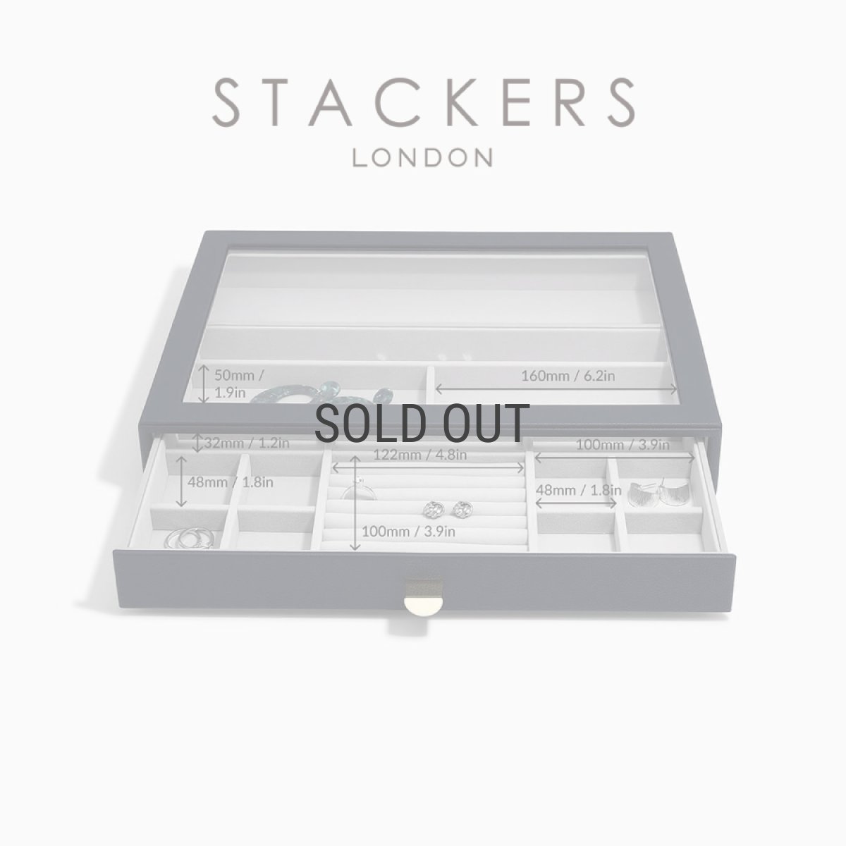 画像11: 【STACKERS】スーパーサイズ　ドロワー　グラス　リッド Glass Lid　ジュエリーケース　ネイビー ペブル　Navy Pebble スタッカーズ (11)