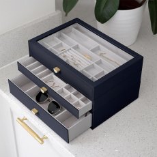 画像13: 【STACKERS】スーパーサイズ　ドロワー　オールインワン　ALL IN ONE　ジュエリーケース ネイビー ペブル Navy　Pebble スタッカーズ (13)